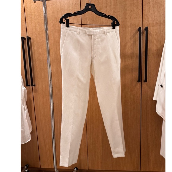 DRIES VAN NOTEN SINGLE-BREASTED COTTON LINEN BLEND SUIT ECRU / IVORY 46 - Picture 3 of 8